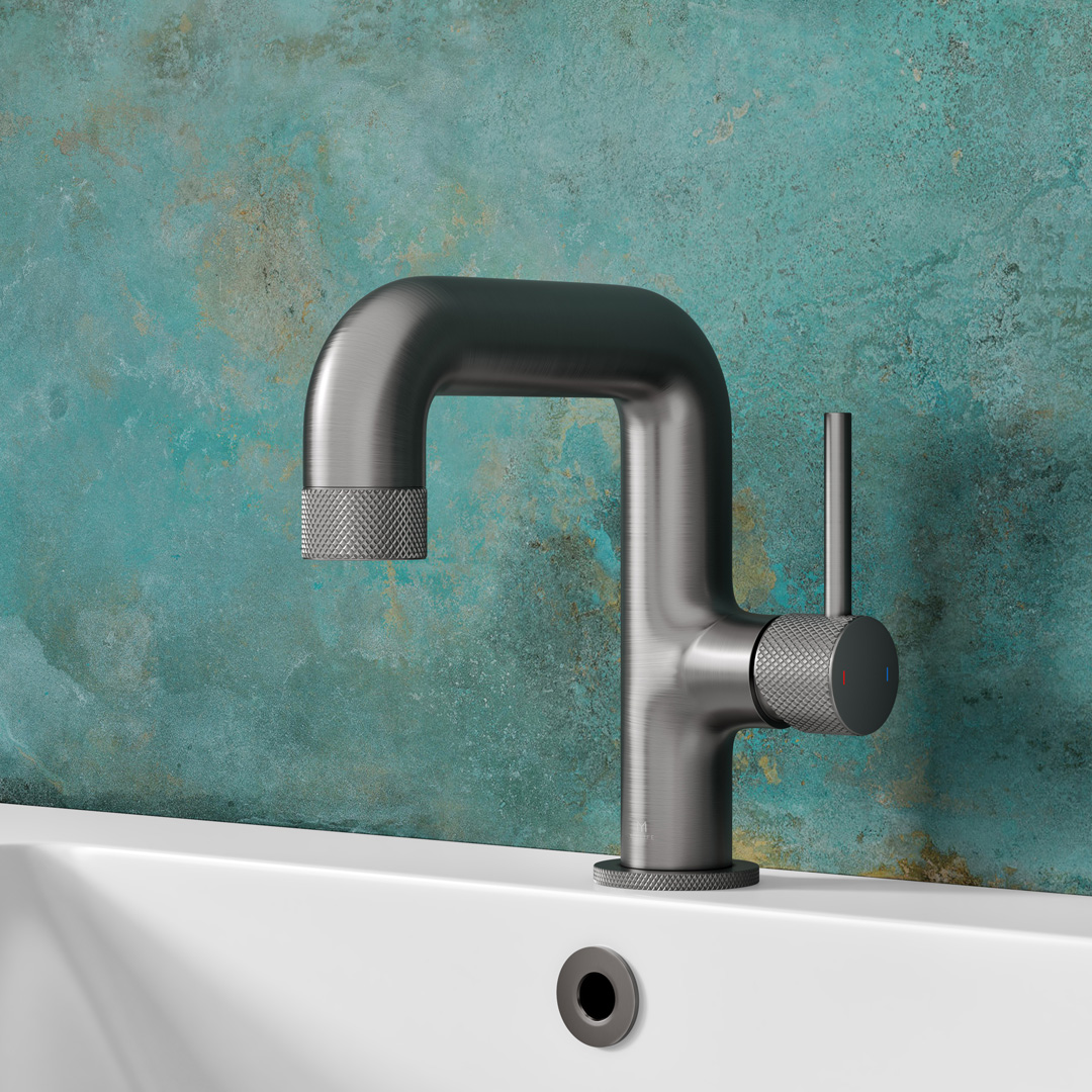RYVKN12GM_MyLife_Ryver_Knurled_Side_Lever_Basin_Mono_Gun_Metal_cw_Universal_Waste_LS_2